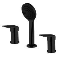 Fima Carlo Frattini Spot Смеситель на борт ванны, на 3 отв., с ручным душем, цвет: чёрный матовый