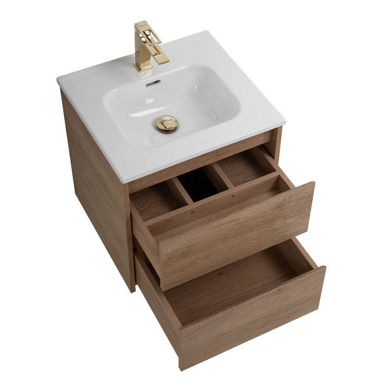 KRAFT База под раковину подвесная с двумя выкатными ящиками, Rovere Nebrasca Nature, 500x460x500, KRAFT-500-2C-SO-RNN, артикул KRAFT-500-2C-SO-RNN