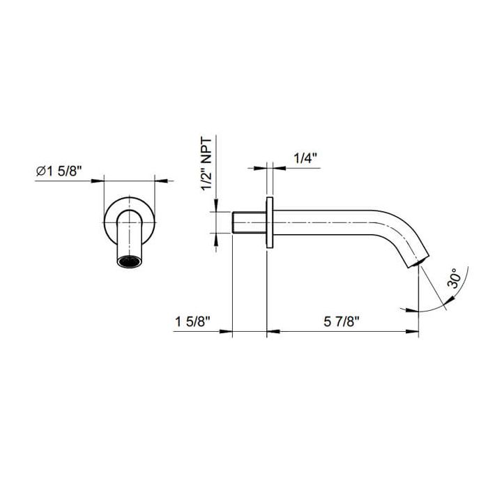 Fantini Nostromo Излив для ванны, настенный, отделка Матовая натуральная сталь
