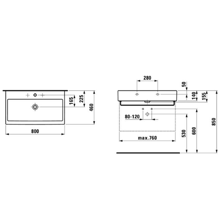 Laufen Living City Раковина 800х460х140мм с 1 отв. под смеситель, цвет: белый Laufen Living City Раковина 800х460х140мм с 1 отв. под смеситель, цвет: белый