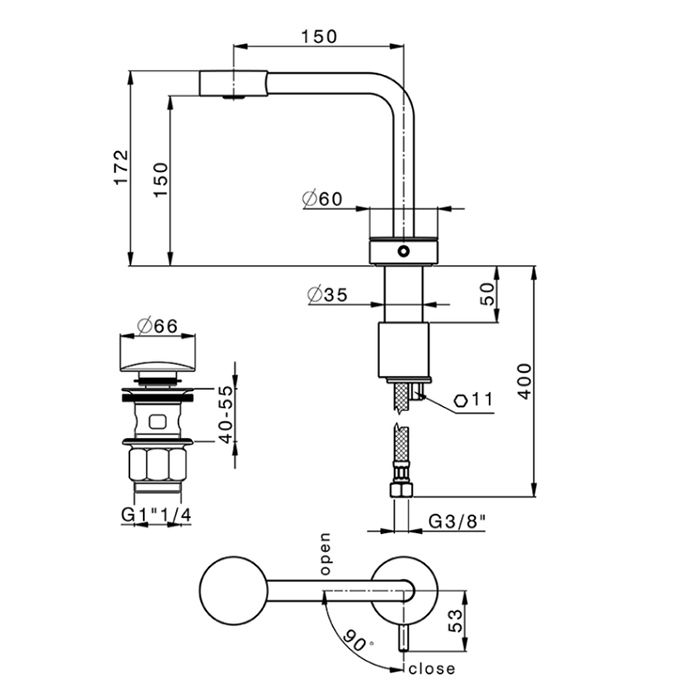 CISAL Slim Смеситель однорычажный для раковины на 1 отверстие с донным клапаном, цвет черный матовый, артикул SM00071040 Акция