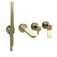 Bongio GIO2 Смеситель встроенный для ванны с ручной лейкой,излив 206 мм цвет: матированный никель (без встраив части 0966000VA)