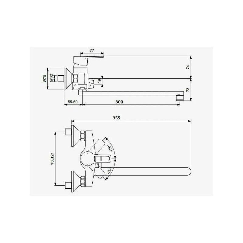 Смеситель для ванны D-Lin D146452-5, хром