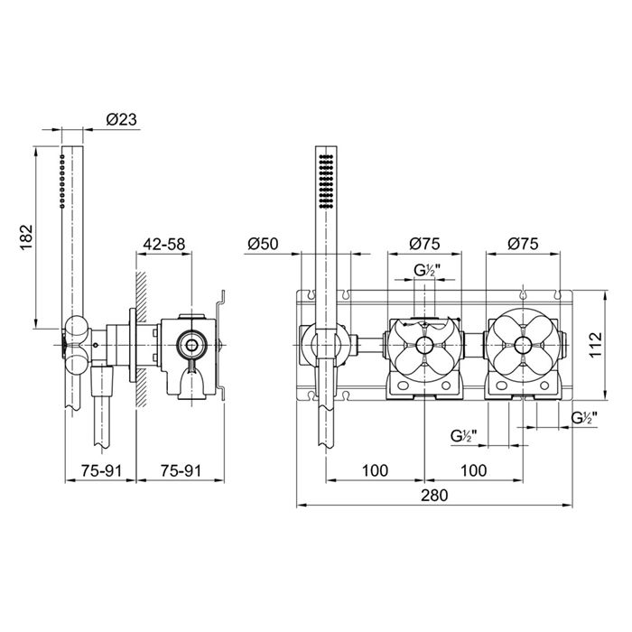Fantini I Balocchi Смеситель для душа, встраиваемый, на 2 источника, без излива, с ручн.душем, (наружняя часть), цвет: белый матовый