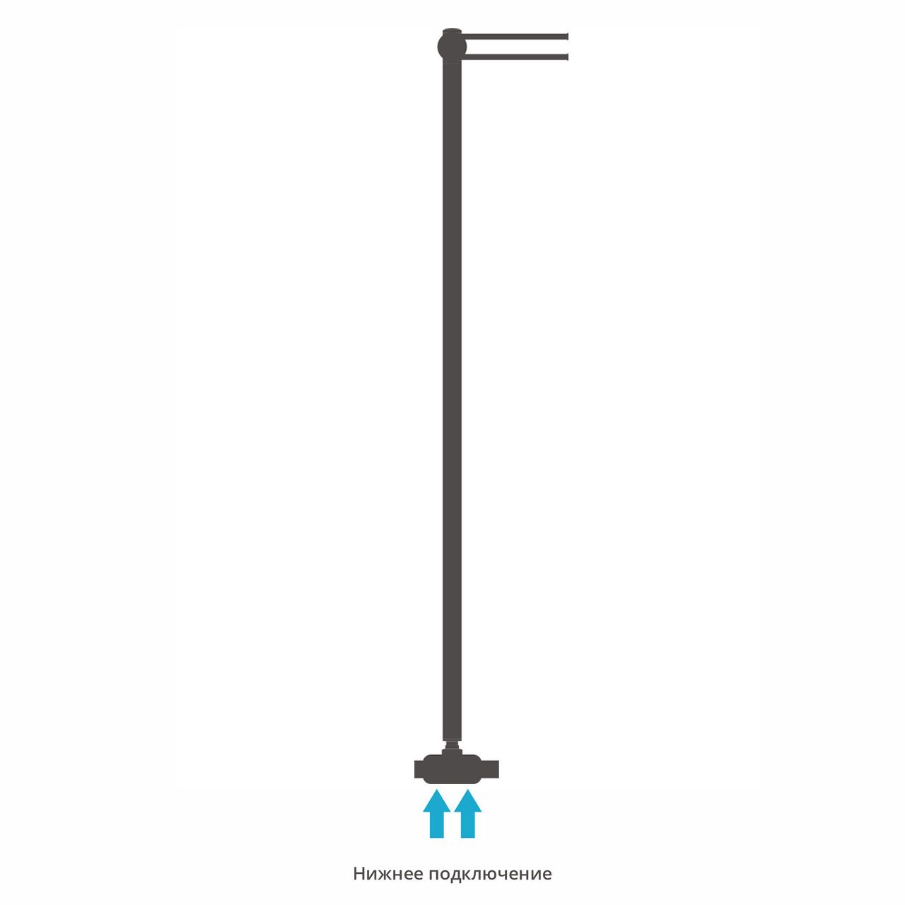 Полотенцесушитель, Сунержа, Лайк EU50, водяной, ширина, мм-50, глубина, мм-257, высота, мм-1200, подключение-нижнее, мощность, Вт-90, материал-нержавеющая сталь, цвет-черный матовый