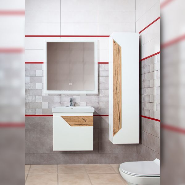 Комплект мебели для ванной Бриклаер БРАЙТОН 60, белый/дуб