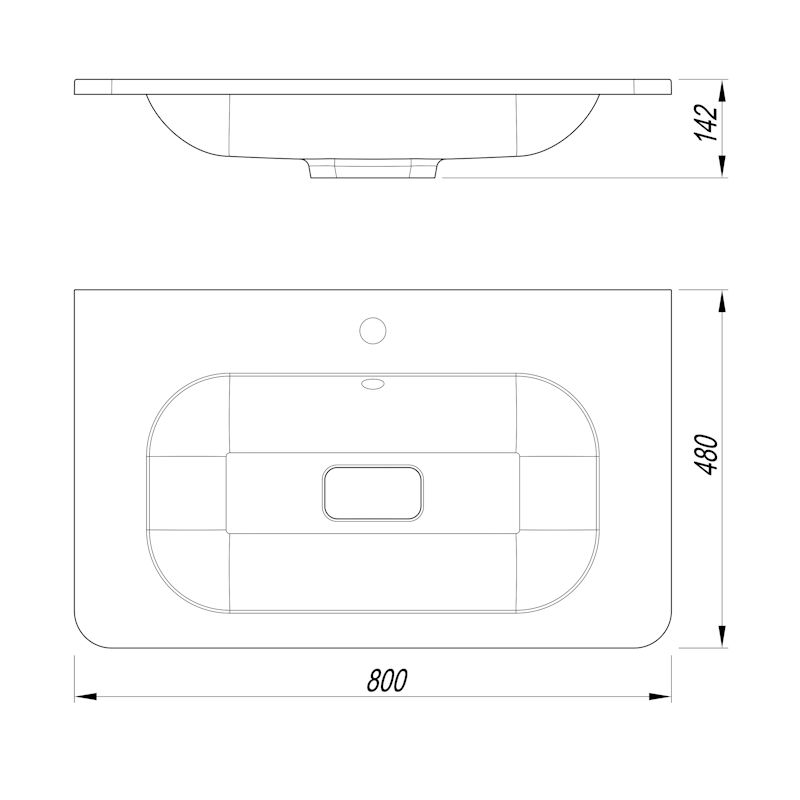 Раковина Florentina Нева 80 см 10.250.00800.302, антрацит, артикул 10.250.00800.302