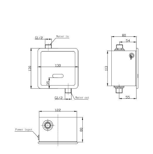 Клавиша смыва, Artceram, Urinal Overview, для писсуара, ширина, мм-130, глубина, мм-80, высота, мм-130, тип смыва-одинарный, тип управления-бесконтактный, цвет-хром, артикул 801.000.71