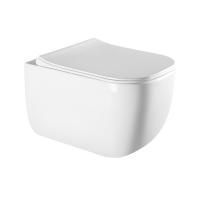 PINTO RIMLESS
Безободковый подвесной унитаз с горизонтальным выпуском в стену c легкосъемным сиденьем с функцией микролифт в комплекте 
Тип смыва: Каскадный                
Размер : 525*360*350mm  
EWC700-126W