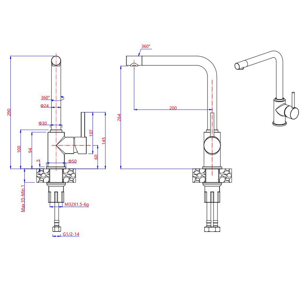 Смеситель для кухни GranFest 3651, белый