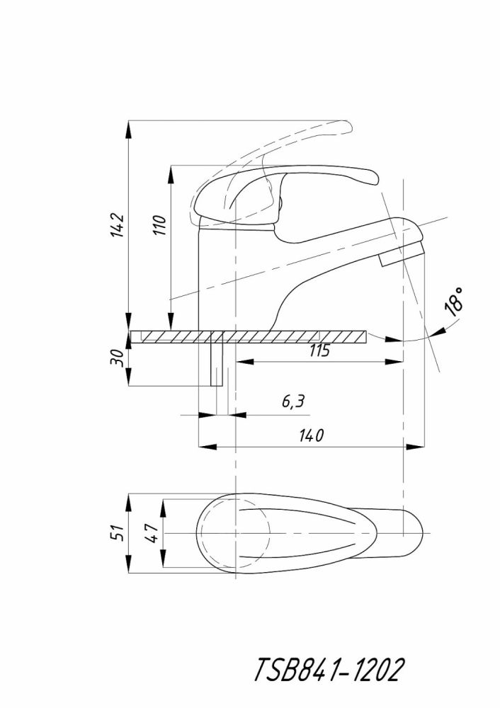 Смеситель для раковины TSARSBERG (TSB-841-1202) тип См-УмОЦБА, артикул TSB-841-1202