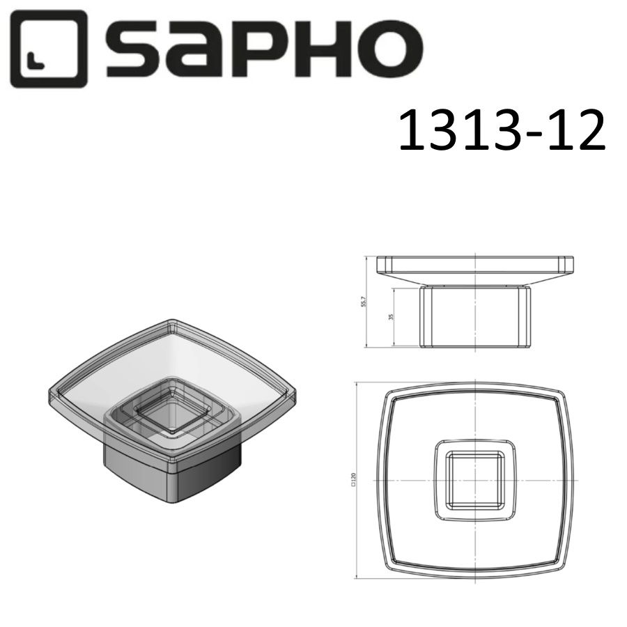 Мыльница EVEREST, стекло матовое, 120x120x55 мм, хром, Sapho