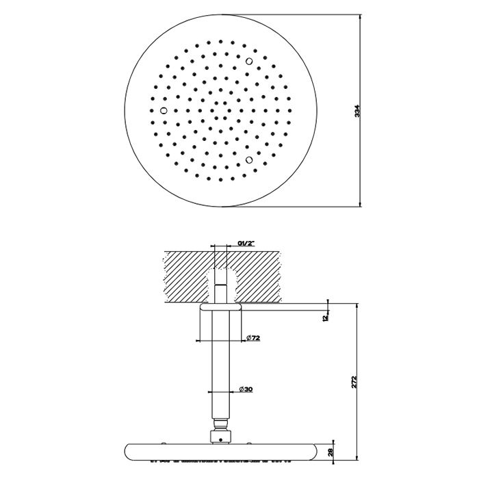 Gessi Goccia Верхний душ для потолочного крепления Ø306мм, цвет: хром