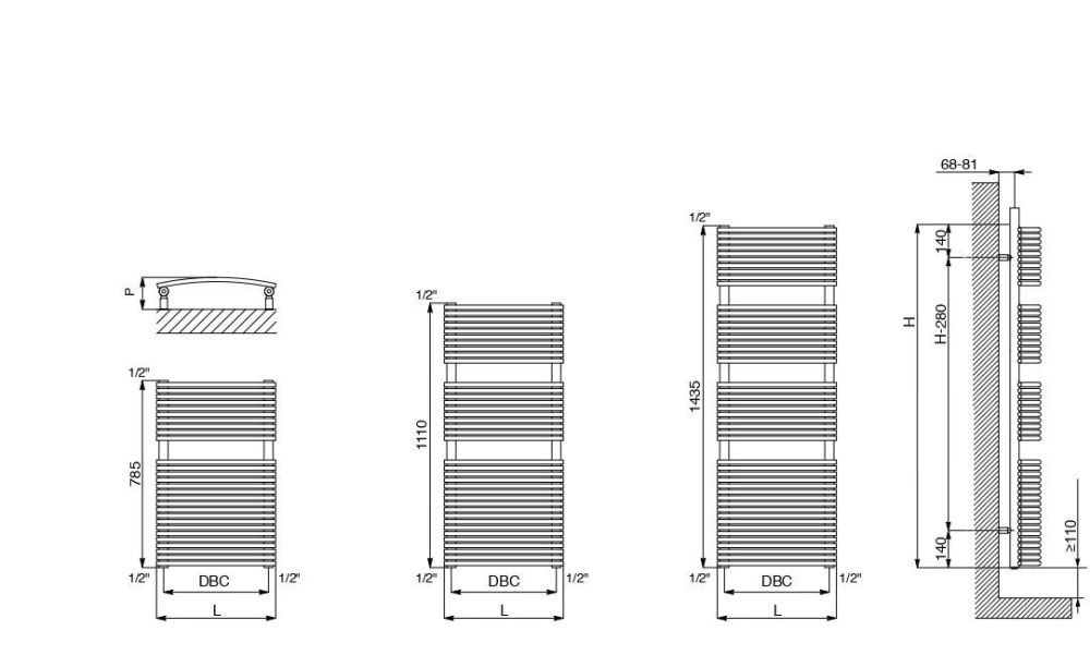 Cordivari Nancy, полотенцесушитель водяной 785/500, цвет хром, артикул 3551440132004