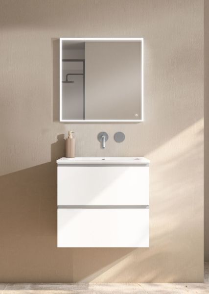 Visobath Granada, тумба 60 см, 2 ящика c хромированными ручками, цвет белый матовый лак (B-Ada)