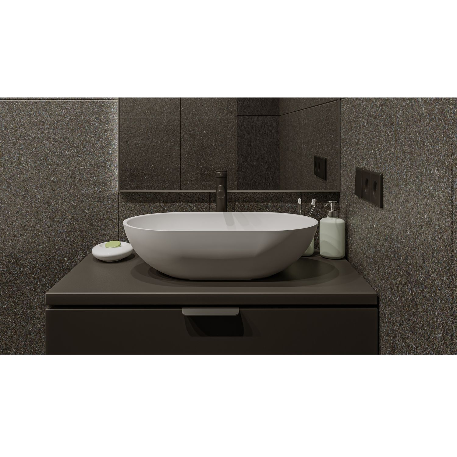 Умывальник WHITECROSS Amber 60x35 (белый мат) иск. камень