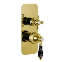 Fima Carlo Frattini Herend Смеситель для душа, встраиваемый, на 2/3 выхода, черные ручки, цвет: золото Fima Carlo Frattini Herend Смеситель для душа, встраиваемый, на 2/3 выхода, черные ручки, цвет: золото