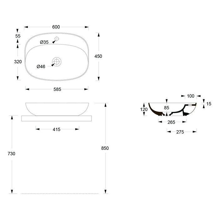 Раковина, Alice, Form, Plan Oval, ширина, мм-600, глубина, мм-450, высота, мм-120, тип установки-накладной (настольный), отверстия для смесителя-1, без перелива, донный клапан-необходимо заказать, материал-керамика, вид грязеотталкивающего покрытия-Aligla Раковина, Alice, Form, Plan Oval, ширина, мм-600, глубина, мм-450, высота, мм-120, тип установки-накладной (настольный), отверстия для смесителя-1, без перелива, донный клапан-необходимо заказать, материал-керамика, вид грязеотталкивающего покрытия-Aligla