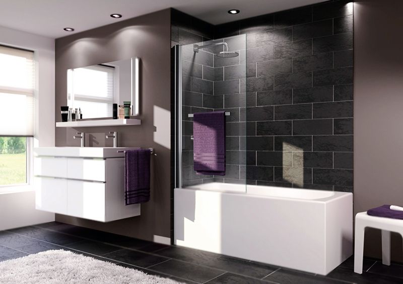 Шторка на ванну Huppe X1 75x140 матовый Хром прозрачное