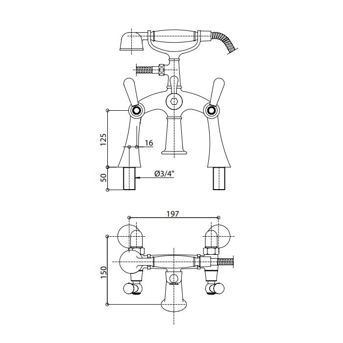 Bongio Capri Смеситель для ванны, цвет хром