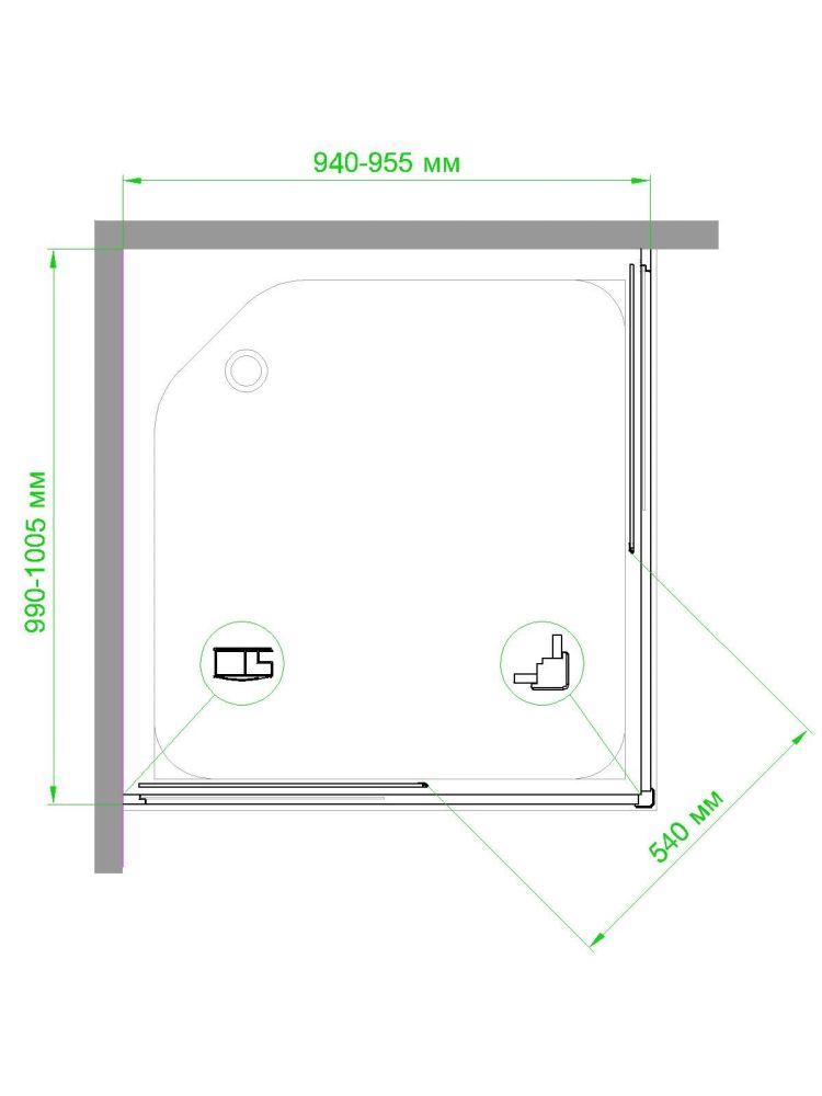 Душевой уголок Royal Bath RB HPD-C-CH 100х95х200 (матовое), артикул RB9510HPD-C-CH