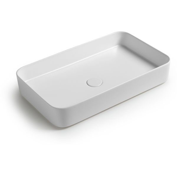 White Ceramic Blade, накладная прямоугольная раковина 65x40x11,5h см, цвет белый глянцевый
