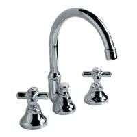Devon City Смеситель для раковины высокий  на 3 отв. с донным клапаном, цвет: хром