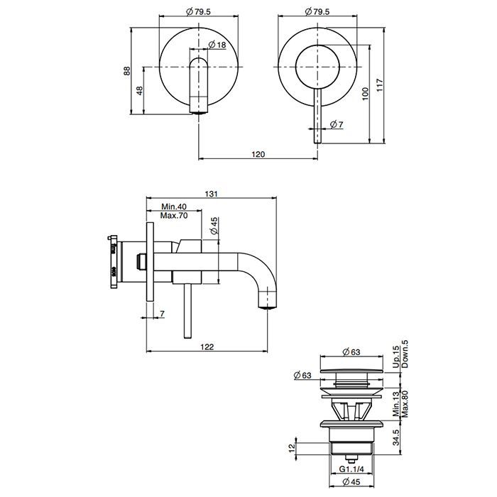 Fima Carlo Frattini Spillo Up Cмеситель для раковины, встраиваемый, излив: см., цвет: хром