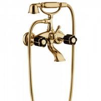 Bongio Fleur Noir Смеситель для ванны с ручным душем, цвет золото/черный фарфор