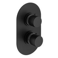 Plumberia Selection IXO Смеситель термостат встраиваемый для душа 3 вых. в к-те со встраив.частью, накл. овальная из нерж.стали, черный матовый