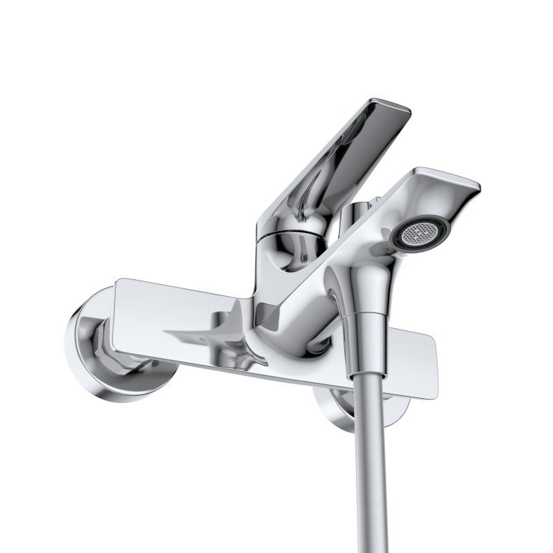 LINER-VD-GM Смеситель для ванны и душа однорычажный  в комплекте с ручным душем, шлангом и держателем, исполнение оружейная сталь, артикул LINER-VD-GM