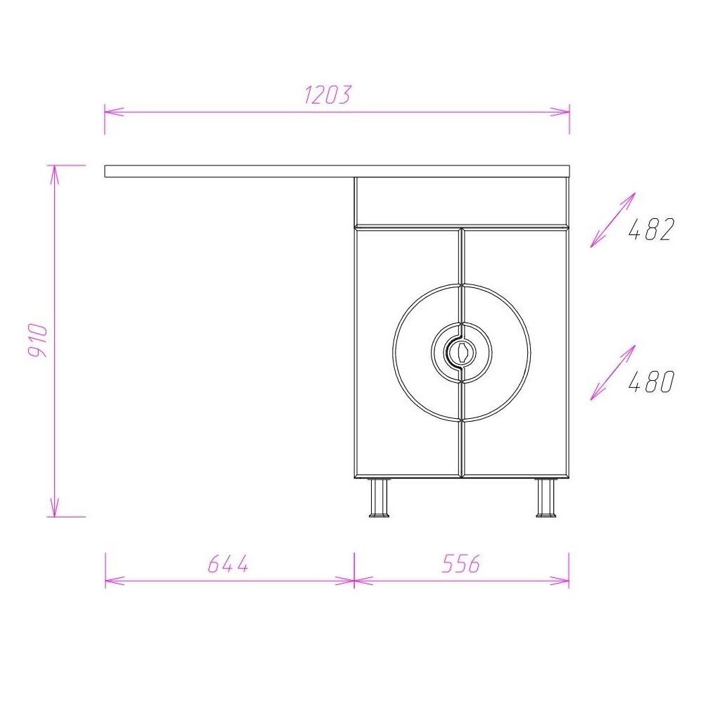 Тумба Onika Космос 60 напольная, под стиральную машину, белая (ум.Onika 120)