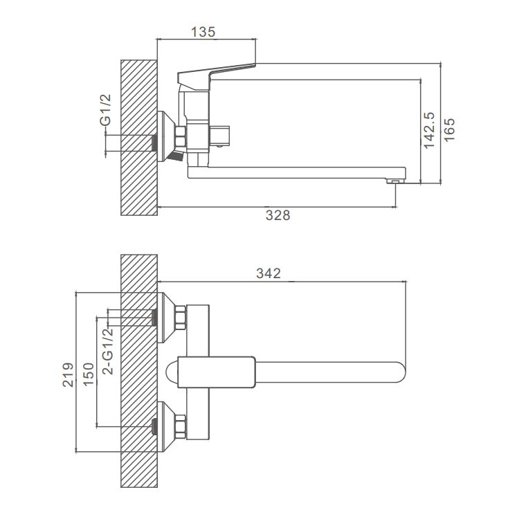 Смеситель для ванны Prohanss P60.22.06, черный
