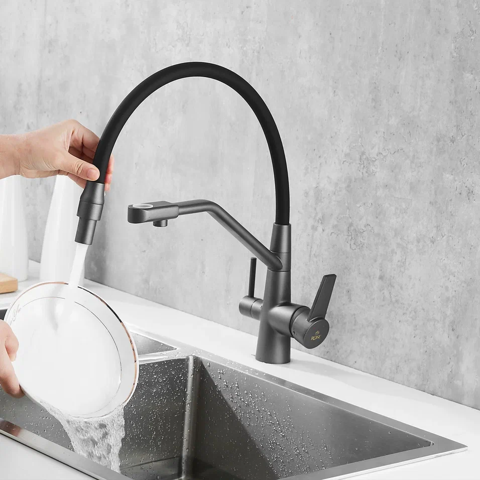 Смеситель для кухни Rose R558Y, пепельный