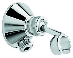 Emmevi, круглый регулируемый держатель ручного душа с водоотводом из латуни, М1/2"xМ1/2", цвет хром