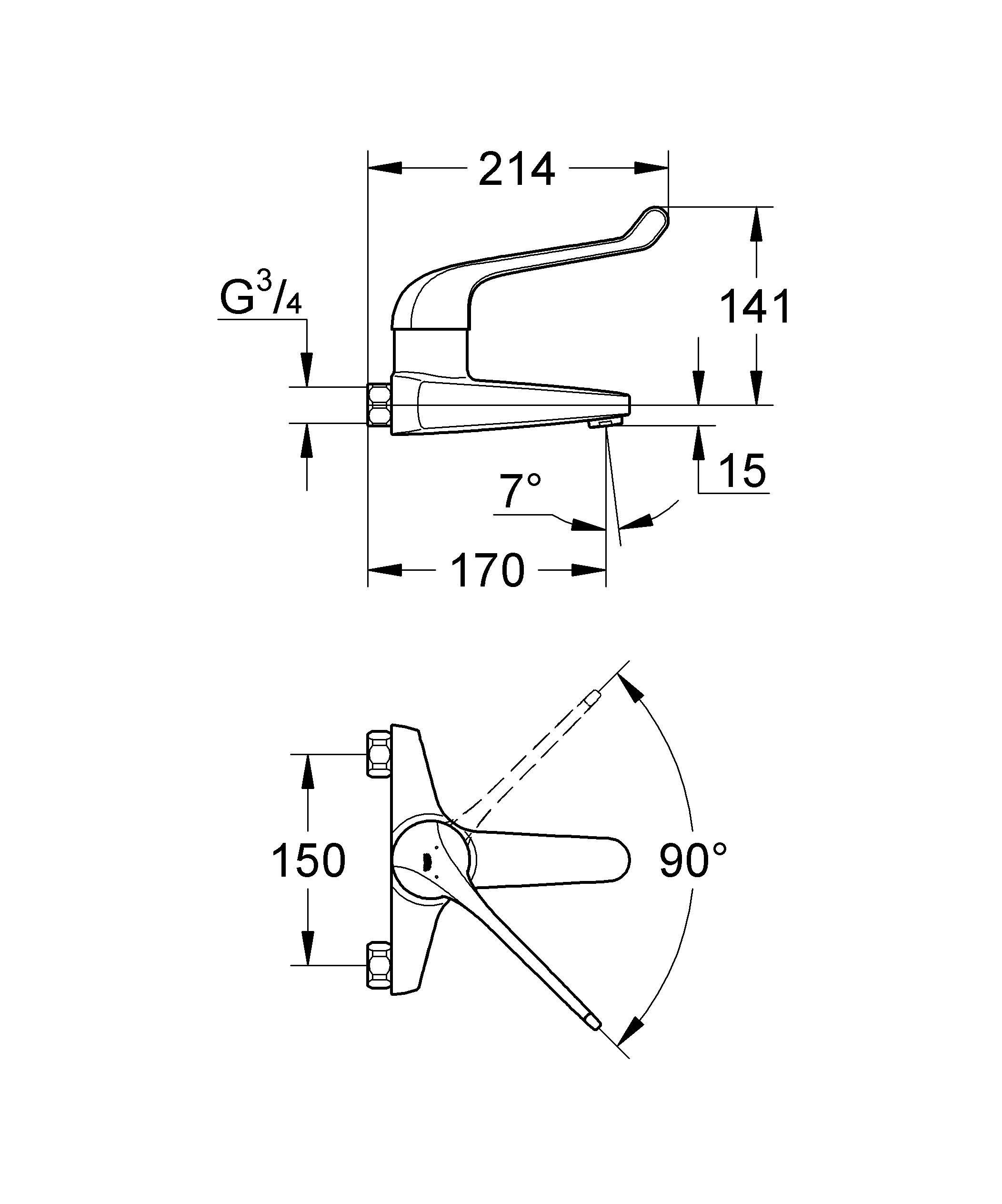 Смеситель для раковины GROHE Euroeco Special (вынос 170 мм, длина рычага 170 мм), хром (32823000) Смеситель для раковины GROHE Euroeco Special (вынос 170 мм, длина рычага 170 мм), хром (32823000)