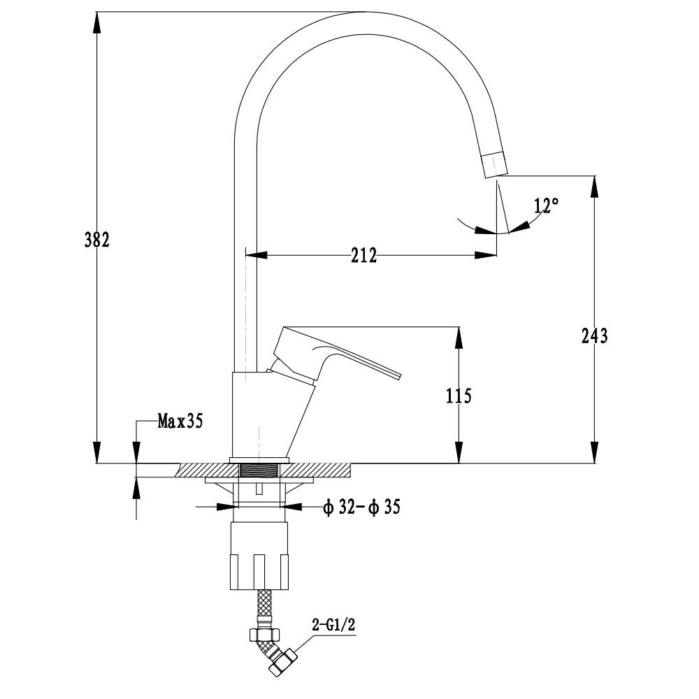 Смеситель для кухни GranFest 5023, иней