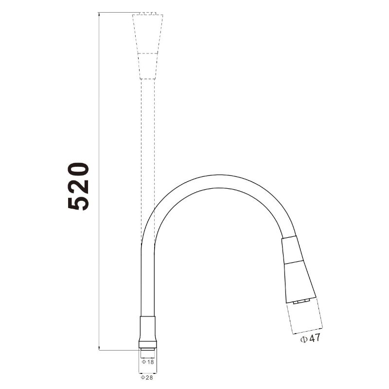 Гибкий излив для кухонного смесителя Savol S-MCG01, черный