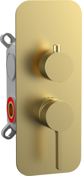 AQG Urban Flow, встраиваемый смеситель для душа на 2 выхода, с дивертером, цвет матовое золото (PVD)