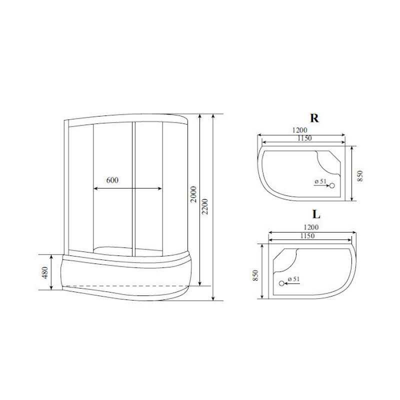 Душевая кабина Timo Standart T-6620BFR, 120x85x220
