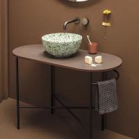 Globo Bob Структура напольная металлическая  под столешницу 93х46х72 см, с полотенцедержателем правая R, цвет черный матовый