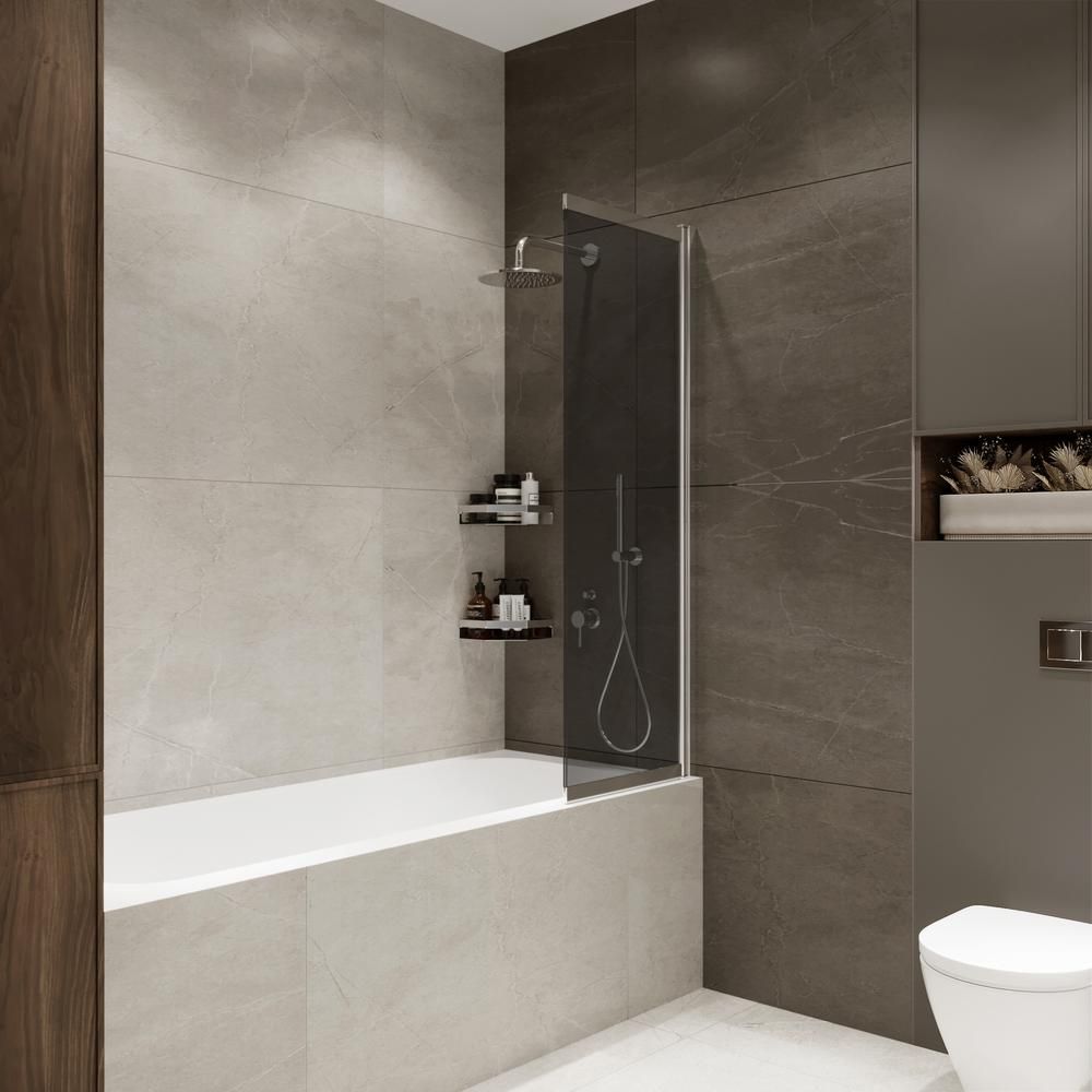 Шторка на ванну слайдер Terminus Ното 150х90 тонированная, хром