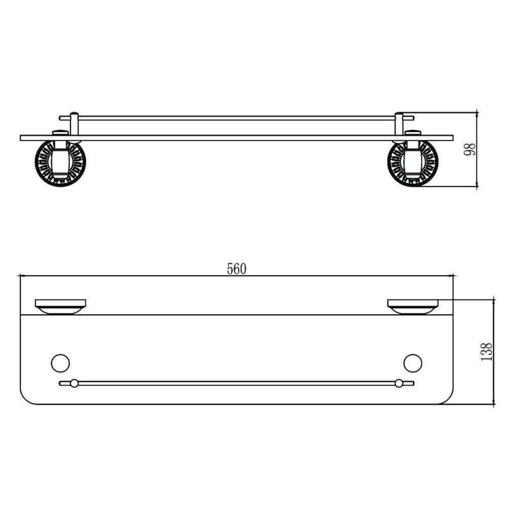 Полка стеклянная Savol S-606691C, бронза