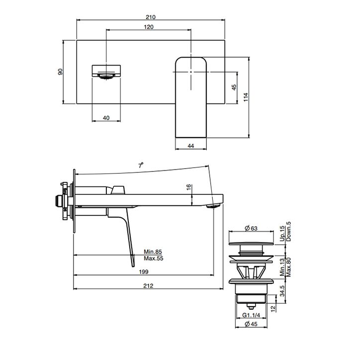 Fima Carlo Frattini Fit Cмеситель для раковины, встраиваемый, излив: 21.2см., с донным клапаном, цвет: чёрный матовый Fima Carlo Frattini Fit Cмеситель для раковины, встраиваемый, излив: 21.2см., с донным клапаном, цвет: чёрный матовый