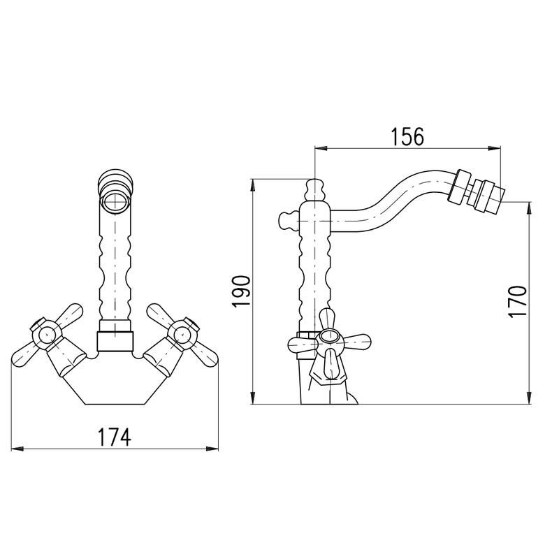 Смеситель для биде Rav Slezak MORAVA MK120.5/9SM, бронза, артикул MK120.5/9SM