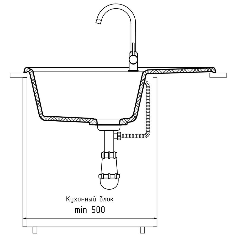 Кухонная мойка GranFest UNIQUE 740L, кашемир, артикул U-740L кашемир