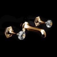 Devon&Devon Excelsior Gemstone Смеситель для раковины на 3 отв. для настенного монтажа, цвет: золотом 24к.