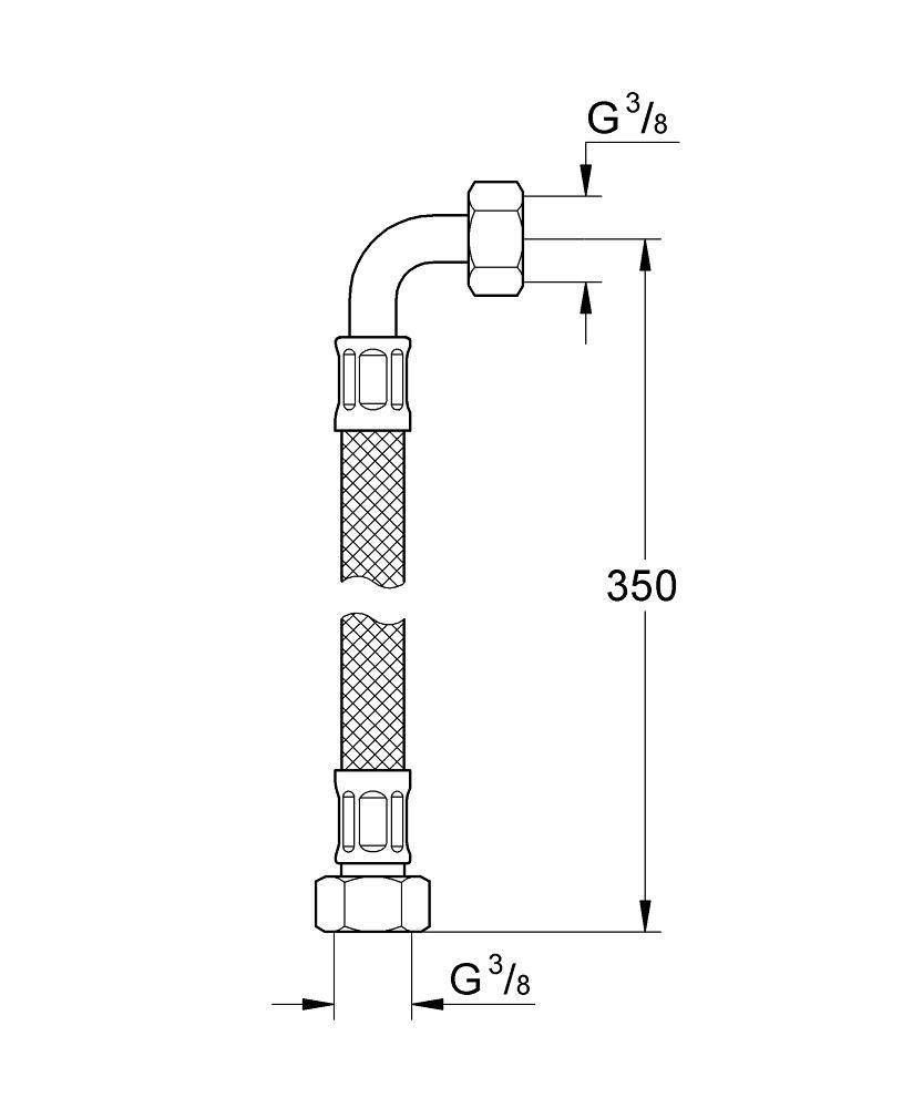 Гибкий шланг высокого давления 3/8 GROHE, хром (45704000) Гибкий шланг высокого давления 3/8 GROHE, хром (45704000)