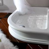 KERASAN Retro Поддон керамический полукруглый ассиметр. 80х120см SX, диаметр слива 90, цвет белый