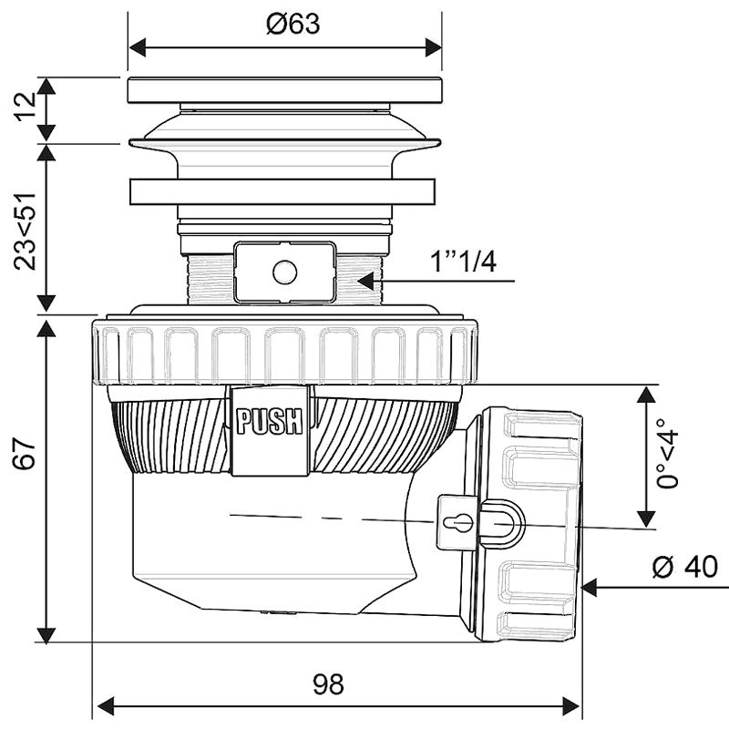 Сифон для раковины Wirquin Nano 6.7 30987054 Черный, артикул 30987054